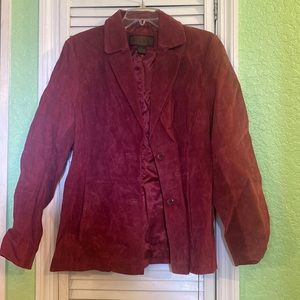 Siena Womens Maroon Suede Button-Up Jacket 14